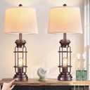 Reaketon Farmhouse Table Lamps for Living Room Set of 2, 28" Dimmable Touch Control Table Lamp with Oil Rubbed Bronze Finish, Bedroom Lamps for Nightstand, 4 Bulbs Included