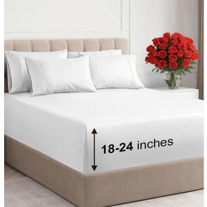 Extra Deep Queen Sheet Set - 6 Piece Breathable and Cooling Sheets - Hotel Luxury Bed Sheets Set - Easy & Secure Fit - Soft, Wrinkle Free and Comfy Sheets Set - White Sheet Set with Extra Deep Pockets