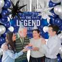 Retirement Party Decorations Blue Silver, Happy Retirement Decorations for Men Women, The Legend Has Retired Banner Backdrop Party Supplies Kit Starburst Balloons Retired Cake Topper 46PCS