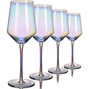 Red Wine Glasses Set of 4, 20 oz Iridescent Hand Blown Wine Glasses, Long Stem Glasses for Red or White Wine, for Birthday, Wedding 3 pcs