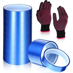 Jeyiour Heat Resistant Gloves and Sublimation Heat Tape, 9 Rolls High Temperature Tape with 1 Pair Gloves for Sublimation Silicone Bump, 10 Piece Set
