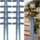 24 Pcs Velvet Bows Christmas Tree Ornaments Vintage Double Faced Velvet Ribbon Bows for Tree Garland Wreath Indoor Outdoor Xmas(9 x 13 Inch, Width of 1",Dusty Blue)