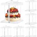 12x12x10inch 6Pcs Tall Cake Boxes Clear cake Box with Ribbon,Pre Folded Lid for 10" and 11" Inch Tall Layer Tiered Cakes and Bakery Display Birthday Wedding Party(Clear Lid, 12*12*10inch/6Pcs)