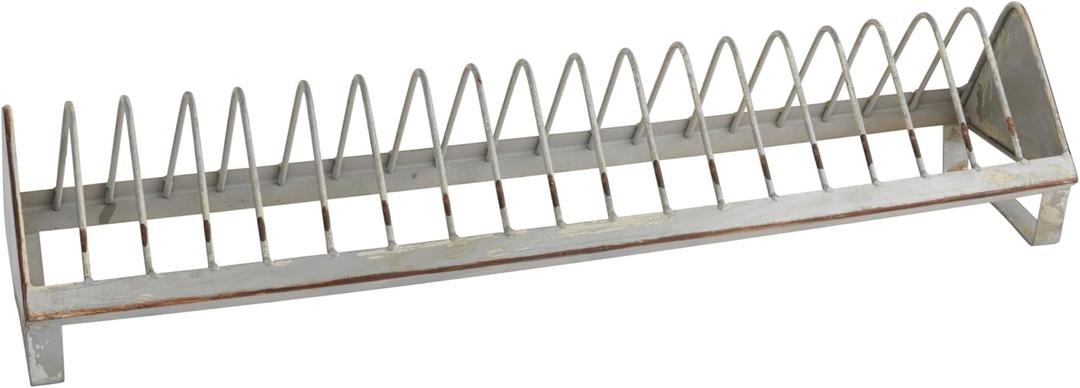 Creative Co-Op Rustic Farmhouse Metal Dish Rack with 18 Slots, Zinc Finish (24"L x 6"W x 5-1/2"H)