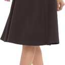 Urban CoCo Women's A-Line Elastic High Waist Flare Work Midi Knee Length Stretchy Skirt (Brown, S)