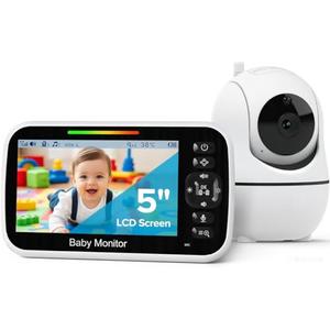 GoodBaby Baby Monitor with Camera and Audio - No WiFi, Remote Pan-Tilt-Zoom, Night Vision, Temperature Sensor, 2-Way Talk, 8 Lullabies, 30-Hour Battery Life，960ft Long Range