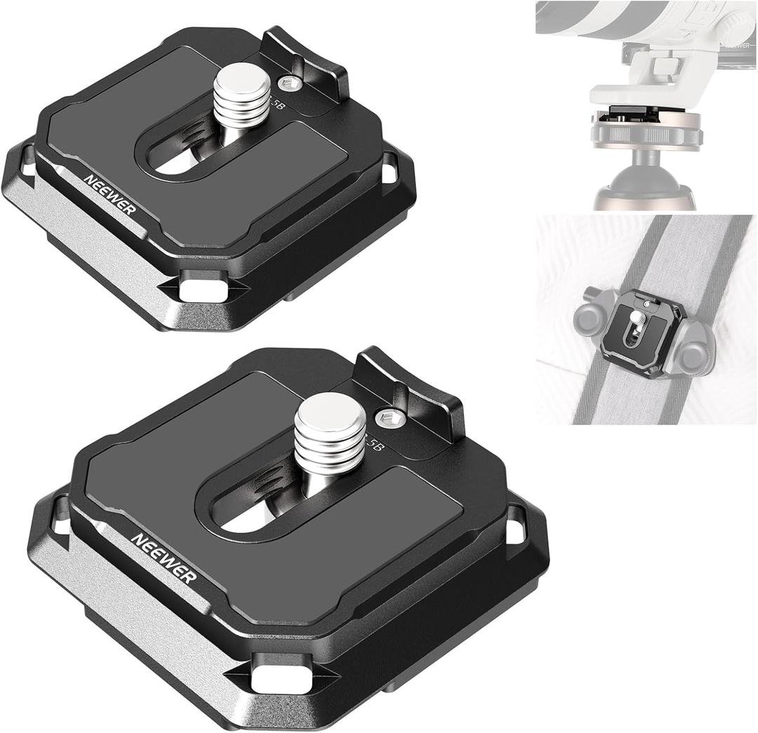 NEEWER 38mm Square Quick Release Plate 4 Pack, Anti Off Arca Type QR Camera Mount Plate Compatible with Peak Design Capture V3 Camera Clip Shoulder Strap Tripod Head, 17.6lb/8kg Max Load, QPR-5