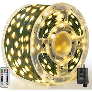 Ollny Christmas Lights 1000 LED 330 FT, IP67 Waterproof Plug in Christmas Tree Lights with Remote, 8 Modes, 3 Timers, Dimmable, House Xmas Indoor Decorations String Light (Warm White)