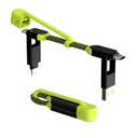 Rolling Square inCharge XL Pocket - 6-in-1 Portable Universal Charging Cable, USB-C, Lightning, USB-A and Micro USB, 100W Ultra-Fast Charging Power, 0.5ft/15cm, Black/Lime