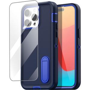 AICase for iPhone 15 Pro Max Case Built-in Stand with Glass Screen Protector,Heavy Duty Drop Protection Full Body Rugged Shockproof Military Protective Tough Durable for iPhone 15 Pro Max 6.7"_2