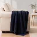 Battilo Navy Chenille Throw Blanket for Couch, Soft Diamond Textured Knit Blanket, Cozy Lightweight Decorative Blankets for Sofa, 50"x60"