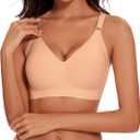 WOWENY Seamless Wireless Bras for Women Full Coverage with Support No Underwire Soft Comfort Bra (White, XL)