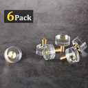 6Pcs Acrylic Round Cabinet Knobs - Gold Lucite Knobs, Clear Glass Dresser Pulls Crystal Decorative Draw Knob Luxury Vanity Knob Solid Brass Furniture Pull for Cupboard Kitchen Drawer