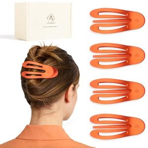 Amlaidu Large Flat Hair Claw Clips for Thick Medium Thin Hair for Women, French Duckbill Hairclips, Strong Hold Non Slip Hair Barrettes for Yoga Driving - 4Pcs, Orange