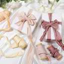 Mindsoft 20 Yard Silk Satin Irregular Frayed Ribbon Handmade Fringe Ribbon with Wooden Spool for Craft Gift Wrapping Baby Shower Wedding Bridal Bouquets Holiday Decor(Mixed Nude Color)