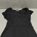 QINSEN Womens Square Neck Tennis Dress Short Sleeve Built in Shorts Golf Athletic Dress with Pockets (Large, Black)