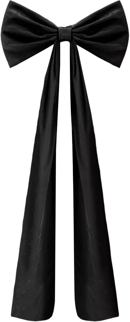 20 x 71 Inches Christmas Extra Large Velvet Bows with Long Streamers Decor Giant Xmas Tree Toppers Bows for Home Wreath Wall Backdrop Birthday Wedding Party Decorations Black