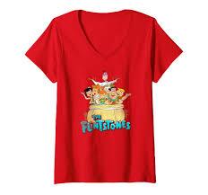 Womens The Flintstones Ride On V-Neck T-Shirt XL