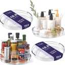 LAMU 4 Pack 10.6in Lazy Susan Organizer, Clear Lazy Susan Turntable for Cabinet, Refrigerator, Table Top, Kitchen, Bathroom, Pantry Organizers and Storage