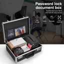 LOCKCURX File Organizer Storage Box - 18.9 x 14.6 x 6.3 Inch X-Large, Portable Locking Storage Totes with Dual Combination Locks for Cash, Documents & Valuables - Black
