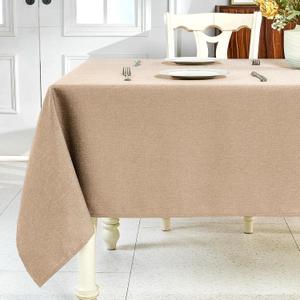 IVAPUPU Textured Linen Table Cloth for Rectangle Table - Khaki Tablecloths Rectangular Waterproof Wrinkle Free Wipeable Dining Cover for Spring Wedding Birthday Kitchen Decor, 60 x 120 Inch
