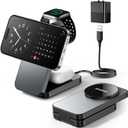 ESSAGER 3 in 1 Foldable Travel Wireless Charger Compatible with iPhone 16/15/14/13/12 Series, 15W Magnetic Wireless Charging Station for Desk for Airpods 4/3/2/Pro, iWatch with 20W Adapter