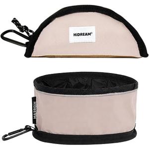 Portable Dog Bowls with Clasp,Foldable Outdoor Dog Water Bowls Leak Proof Pet Feeding Dish Hiking Accessories for Camping Traveling Walking (Pink)