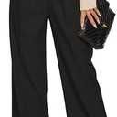 FUNYYZO Wide Leg Pants Women's High Elastic Waisted in The Back Business Work Trousers Long Straight Suit Pants Small
