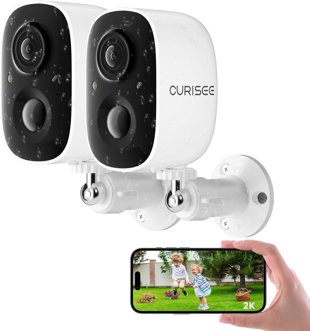Wireless Outdoor Security Camera Wireless 2K Camera for Home Security Battery Security Cameras 2.4GHz WiFi Smart Motion Detection,Color Night Vision,Waterproof, Cloud/SD Storage(2 Pack)