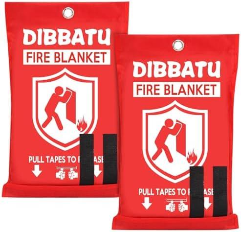 DIBBATU Fire Blanket for Home and Kitchen, Fire Blankets Emergency for Home, Emergency Fire Blankets Retardant for House, Fireproof Blanket, Survival FireBlanket for Kitchen,Fireplace, Grill, BBQ 4 Pack