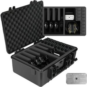 Gun Pistol Case for Multi Handguns - Holds Multiple Hand Guns Case & Magazines, Pre-cut Waterproof Carrying Hard Shell Pistol Case for Pistols, Storage Box for Beretta, Smith and Wesson, for Glock