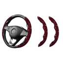 Osilly 2PCS Car Steering Wheel Cover, AntiSlip Sparkly Glitter Bling Diamond Crystal Rhinestones Automotive Steering Wheel Protector for Women Girls, Vehicle Accessories, Universal Fit（Red）