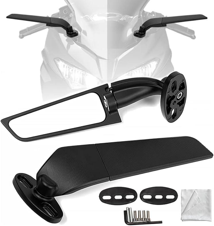 XINGWU Motorcycle Mirrors Adjustable Rotating Stealth Mirrors for Ninja 400 500 650 300 ZX6R ZX10R ZX4RR ZX14R CBR300R CBR650R GSXR 600 750 Honda Suzuki Yamaha Wind Wing Side Mirror (Standard)