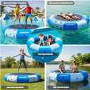 12FT Water Trampoline for Lake, Inflatable Floating Trampoline | Blue Inflatable Lake Trampoline Heavy Duty Water Swim Platform for Lake Ocean with Ladder & Ropes
