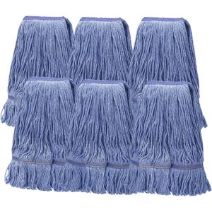 6 Pack Heavy Mop Replace Head mop Head Replacement, Commercial mop Heads, Reusable Mop Head Refills-Replacement Mop Heads Suitable Wet Industrial Blue Cotton Looped End String Head Refill (Blue) (17 Ounce 6Pack)