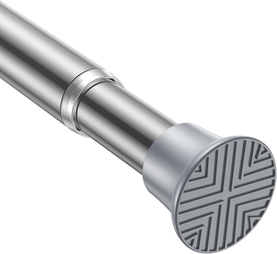 Spring Tension Curtain Rod 32-76 inch, Adjustable Expandable Tension Curtain Rod No Drilling, Tension rods for Window Doorway Kitchen Curtain, Silver