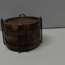 SAMHITA Mango Wood Coasters for Drinks with Iron Holder Stand Set of 5 for Drinking Glasses, Tabletop Protection for Any Table Type