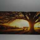 Muolunna Wall Art Decor Canvas Print Picture Big Trees in Sunset 1 Panel Golden Sunset Forest Natural Landscape Painting Artwork for Living Room Bedroom Office Home Wall Decor Framed Ready to Hang (40L" x 20W", Yellow)