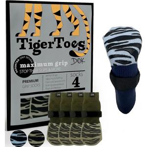 DOK TigerToes Premium Non-Slip Dog Socks for Hardwood Floors - Extra-Thick Grip that Works Even When Twisted - Prevents Licking, Slipping, and Great for Dog Paw Protection (Breezy Blue And Forest Green, Large) - Pack of 2