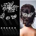 10 pcs Bride Hair Pins Rhinestone Bridal Hair Piece for Women Crystal Hair Accessories for Bride Bridesmaids Flower Girls(Silver Classic)