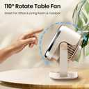 Desk Fan, 10 inch Air Circulator Quiet Operating Fan for Bedroom, 70ft Strong Airflow, Portable Fan Battery Operated with USB (D-Grey)