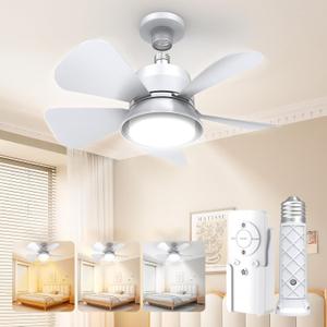 Ceiling Fans with Lights and Remote, Ceiling Fan Light 3000K-6000K 3 Colors Dimmable, Ceiling Fan, 1000 Lumens LED Ceiling Fans for Bedroom Garage Kitchen (White)