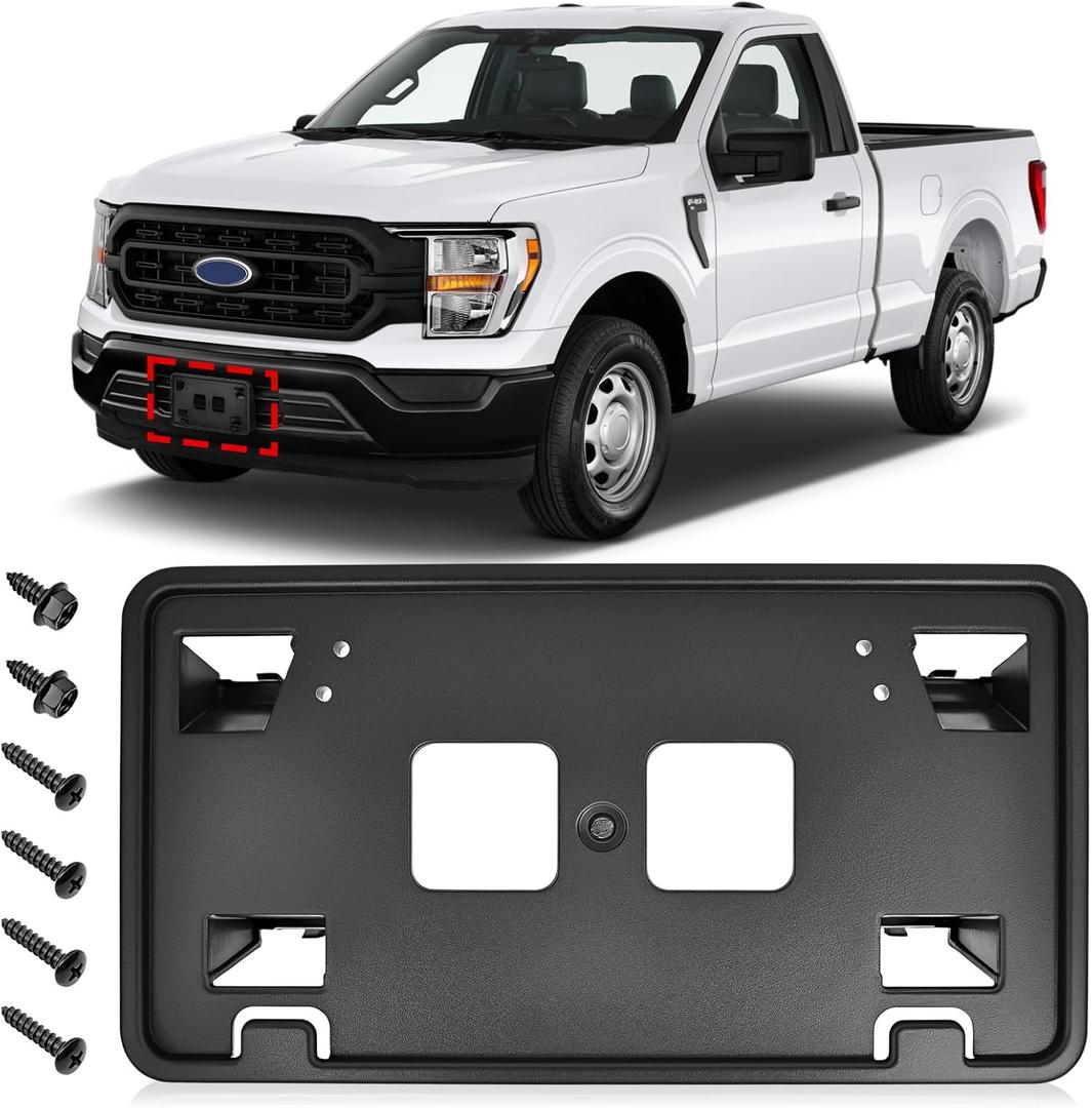 TOP-MAX License Plate Bracket Compatible with 2021-2023 Ford F150 3.3L V6 5.0L V8 Accessories, Front Bumper License Plate Holder Frame Replace for ML3Z-17A385-AB
