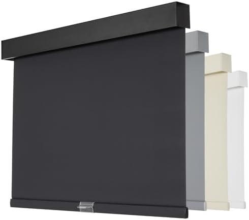 Persilux Blackout Roller Blinds for Windows, Cordless Roller Shades with Valance, Thermal Insulated Fabric Window Blinds, UV Protection Shades for Home and Bedroom (Black,17" W x 64" H)
