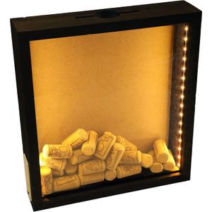 11x12 Shadow Box with Slot-Wine Cork Holder-Ticket Display Case Frame Come with Light-Beer Caps Show case-Christmas Home Decoration (Black)