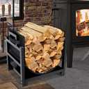 MOFEEZ Firewood Rack Log Holder Indoor with Wood Carrier, Powder-coated Steel Made, Up-loaded to 110lb, 18inch(L) x 13inch(W) x 17inch(H)