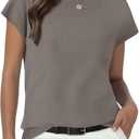 Womens Tops Summer Sweater Short Sleeve Shirts Dressy Casual Basic Casual Cap Sleeve Tops Beach Vacation Clothes (XX-Large, Khaki)