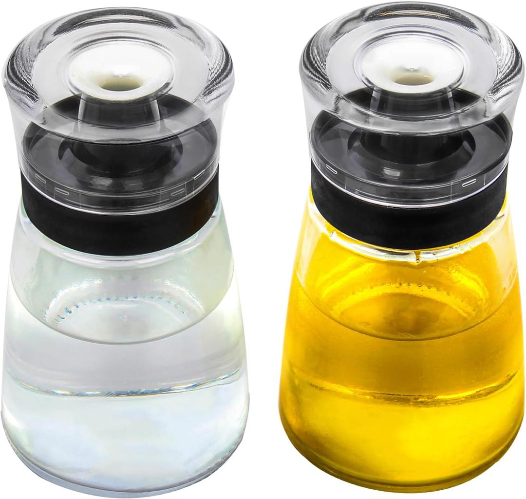 TINMIX Outdoor Oil Dispenser Bottle for Camping, 160 ml/5.4 oz Glass Olive Oil and Vinegar Cruet, Leak-proof Well Sealed for Picnic Kitchen, 2 Pack