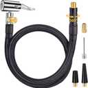 Upgraded Tire Inflator Hose Adapter w/360 Rotating End, 21'' Tire Inflation Hose w/Self-Locking Air Chuck for Quick Connect & Release, Presta Valve & Ball Needle for Tire Pump Portable Air Compressor