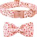2 x Elegant Little Tail American Flag Bow Tie Dog Collar, Cute Heart Dog Bowtie, Valentine's Day Gift for Small Dogs (Small (Pack of 1))